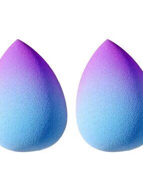2pc Set of Makeup Blender Sponge Pointed Teardrop In Purple Blue Ombre Lot New